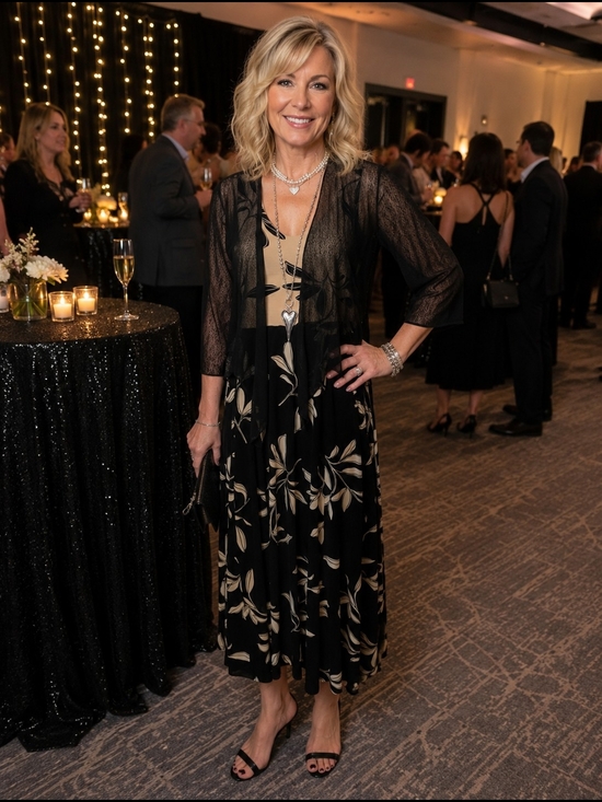 Tribal Dresses & Skirts - Tribal Black and Beige Floral Maxi Dress
